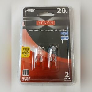 New Feit Xenon 20W 120V T4 Shape G8 Bi-pin Base Halogen Light Bulb 2 Pack